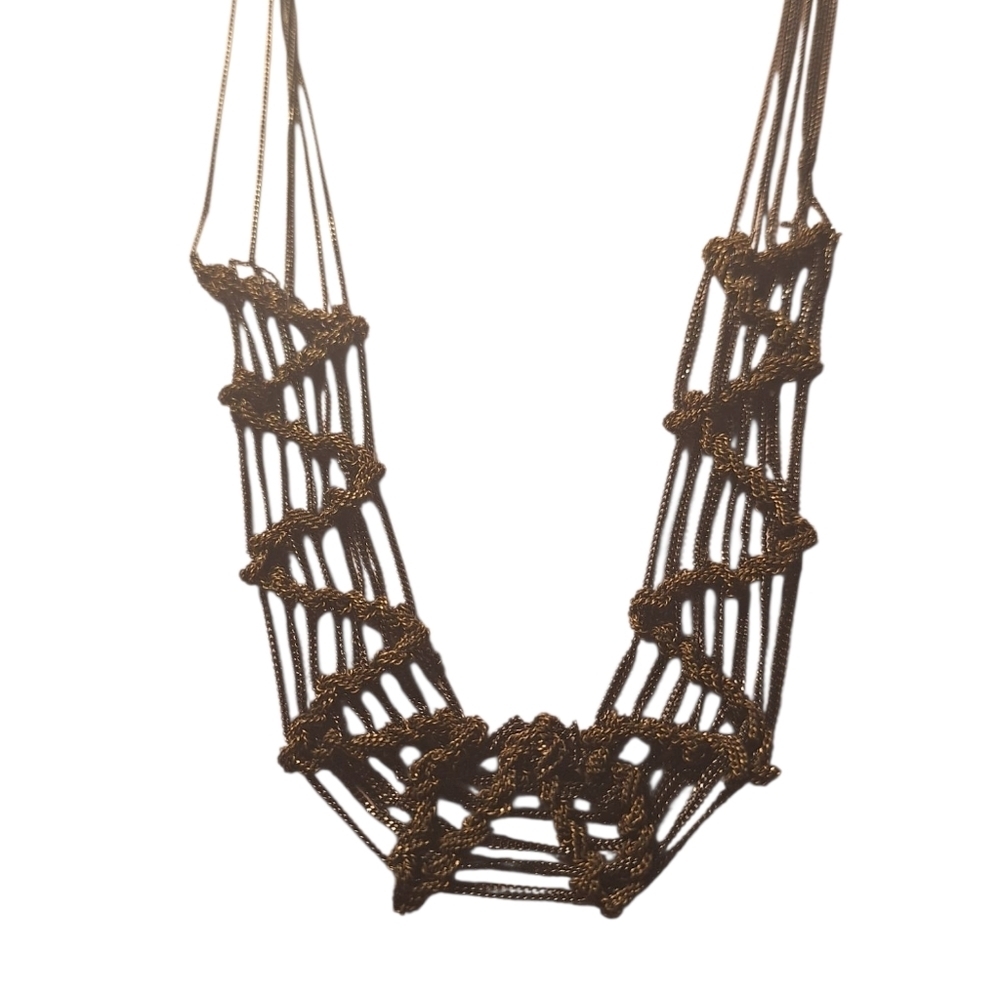 Talbots Necklace Multi Strand  Gun Metal Long Chain Knotted Design Gothic NWT